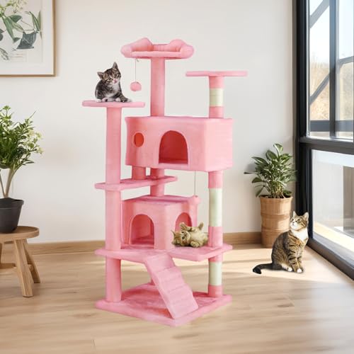 54 Inch Cat Tree Tower (Pink / 54 IN)