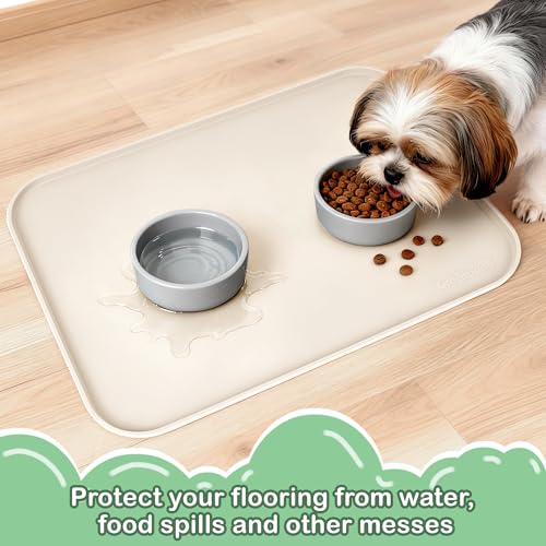 Waterproof Silicone Pet Feeding Mat (Beige)