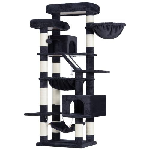 Cat Tree, 71-Inch-Tall Tower for Indoor Cats with 2 Perches HCT034G (Smoky Gray / 71 inch)