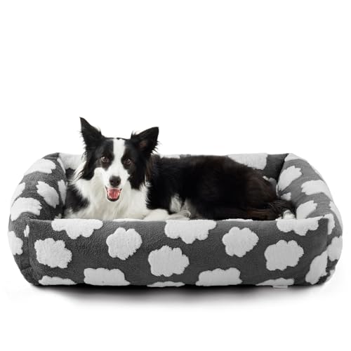 Cute Dog Bed Medium Size Dog (Cozy Clouds Grey / M (30"x24"x8"))