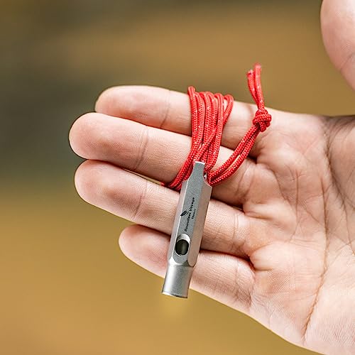 Titanium Whistle Emergency Survival Safety Whistles with Lanyard Loud for Outdoor Camping Hiking Coaches Training Sports Keychain Whistle (1 PCS - Ti9015)