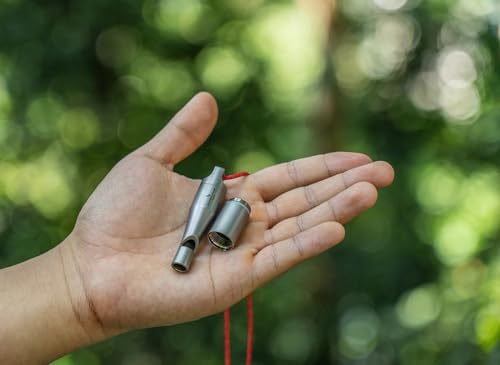 Titanium Whistle Emergency Survival Safety Whistles with Lanyard Loud for Outdoor Camping Hiking Coaches Training Sports Keychain Whistle (1 PCS - Ti9017)
