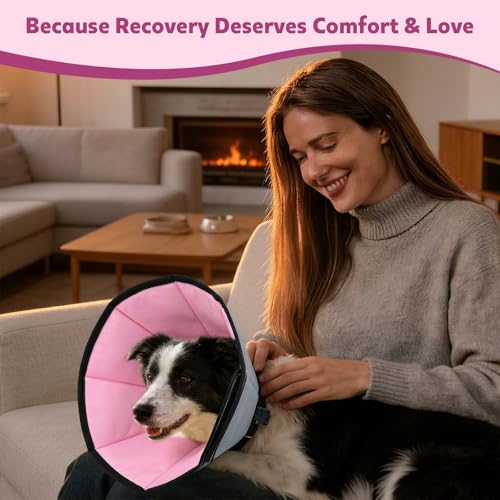 Soft Dog Cone Collar After Surgery (Pink / S(Neck:9.1"-10.7"/Depth:7.8"))