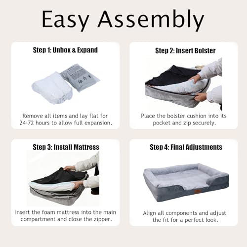 Orthopedic Dog Beds Large Sized Dog (Grey / 36.0" L x 27.0" W x 6.7" Th)