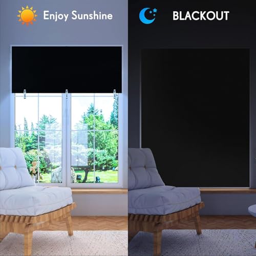 Blackout Roller Shades (Black / 54"W x 72"H)