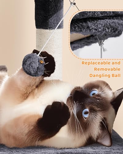 63in Sturdy Large Cat Tree for Indoor Heavy Cats (Dark Gray / 63in)