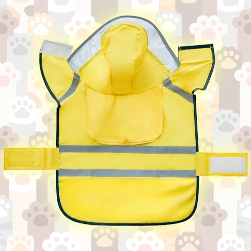 Dog Raincoat Adjustable Rain Jacket with Hooded Double Layer for Large Medium Small Dogs Puppies (Yellow / XX-Large)