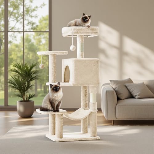 44 Inch Cat Tree Tower for Indoor Cats and Kittens (Beige / 44 IN)