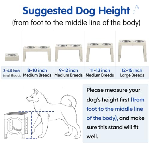 Elevated Dog Bowls Large Breed Raised Dogs Bowl Stand Large (B-White)