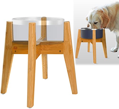 Dog Bowl Stand for Mid (Height: 12" / Width: Adj. 7"-10" / Bamboo-BM)