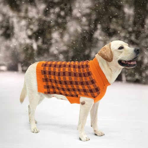 Dog Sweaters for Large Medium Small Dogs (M - Chest 22", Back 16" / Orange)