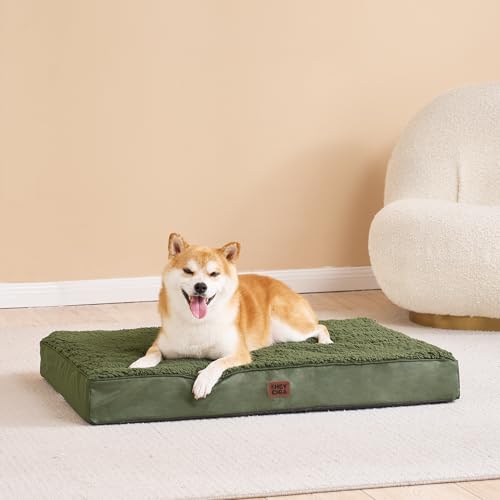 Orthopedic Dog Bed Extra Large with Removable Washable Cover (41*27*3.5 inches / Olive Green)