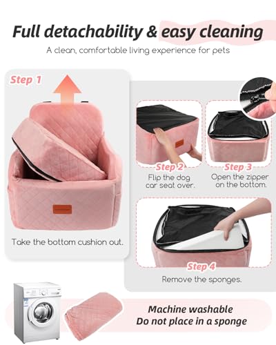 Dog Booster Car Seat for Small (Pink / Medium)