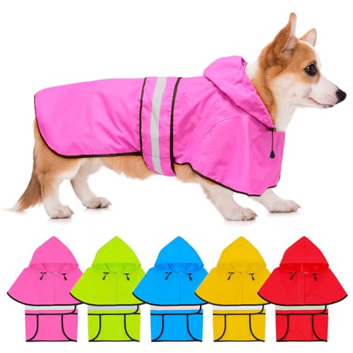 Fashion Hooded Dog Raincoat (Pink / Small)