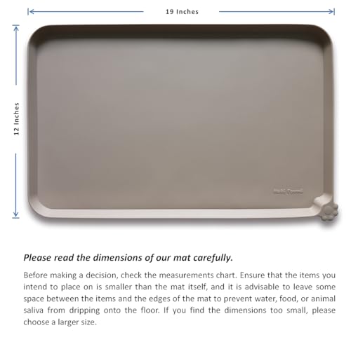 Waterproof Pet Feeding Mats with High Lips (19" x 12" / Tan)