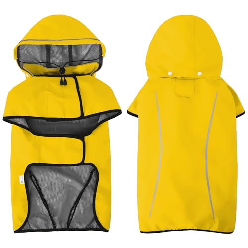 Dog Raincoat Adjustable Waterproof Pet Rain Jacket (Yellow / Medium)