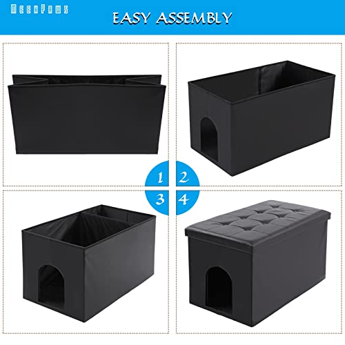 Cat Litter Box Enclosure Furniture Odor Control (L 25.6'' x 17.7'' x 17.7'' / Black)