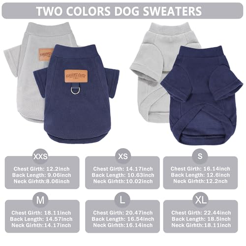 2 Pack Dog Sweaters with Leash Ring Warm Fleece Dogs Sweatshirt for Small Medium Dogs Pet Puppy Coat Apparel Outfits Winter Dog Clothes for Chihuahua (Navy+Grey / Medium)