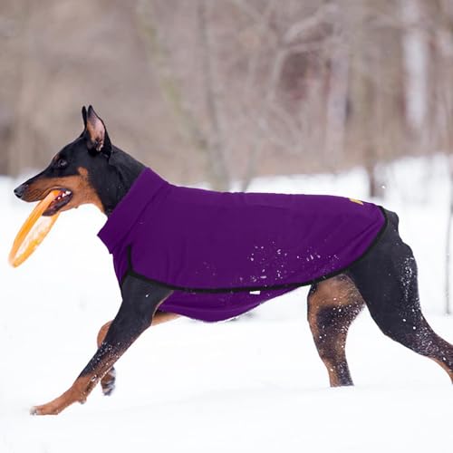 2 Pack Dog Fleece Sweater Dog Sweatshirt Turtleneck Jacket Warm Stretchy Pet Cold Weather Clothes for Medium Large Dogs (XX-Large(Chest-32.7") / Purple, Claret)