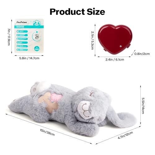 PetPrime Dog Plush Toy with Heartbeat for Puppies (Light Gray)