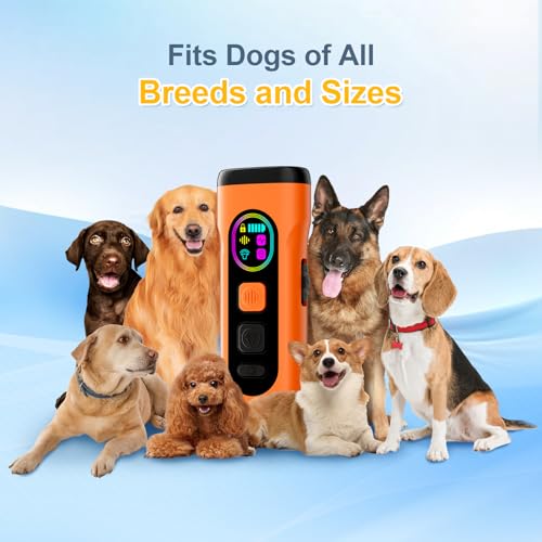 Dog Bark Deterrent Devices Anti Barking Device for Dogs Ultrasonic Bark Stopper Portable Dog Training Tool Indoor Outdoor Up to 50ft Correct Bad Behavior of Own or Neighbor's Dog (Orange / 1 Pack)