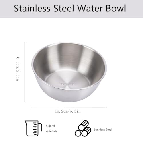 Slow Feeder Dog Bowl and Stainless Steel Water Bowl (Medium / Blue)