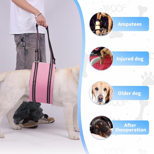Adjustable Dog Sling Dog Lift Harness Hind Leg Support (Pink / L)