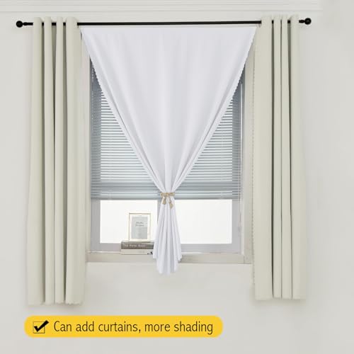 Blackout Curtains with Self Adhesive Tape No Rod No Drill Easy Install Window Cover for Bedroom Kitchen Dorm 46" W x 96" L White 1 Panel (46"W x 96"L (Pack of 1) / White)