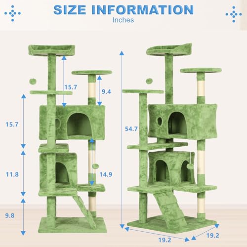 54" Cat Tree Tower (Green)