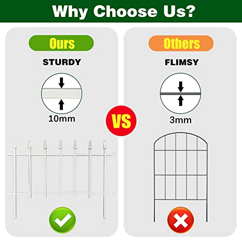 18"H x 22"W Decorative Metal Garden Border Fence (White / 18″ H x 9.17 ft (5 Panels))
