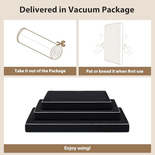 XXL Waterproof Orthopedic Dog Bed for Crate Mat (Black / 47"L x 29"W x 4"Th)