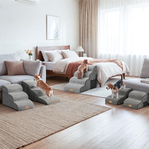 High Density Foam Dog Stairs 4 Tiers (Grey / 28.5*15.7*20.5)