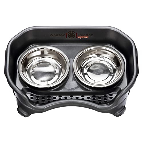 Express Mess Proof Cat Bowls Elevated (Cat w/ Standard Bowls / Midnight Black)