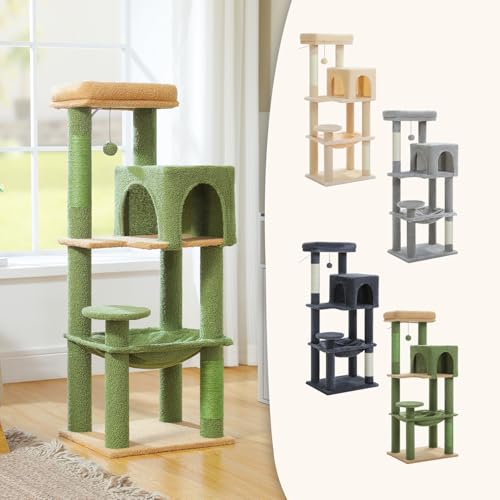 44.5" Cat Tree with Metal Hammock (Green / 44.5in)