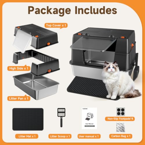 Stainless Steel Litter Box with Lid
