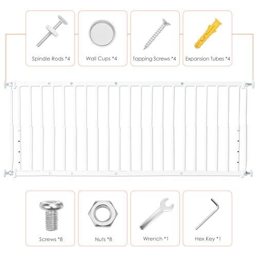 14'' 19.5'' Height Adjustable Dog Gate (White / 14''-19.5''H × 18''-46''W)