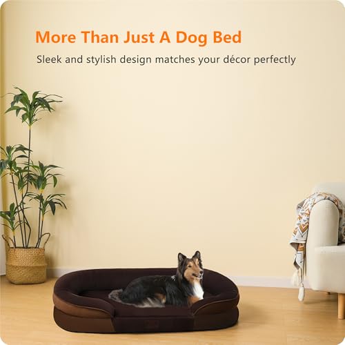 Orthopedic Waterproof Large Dog Bed Sofa (Large(38 x 28.5 x 6 inch) / Brown)