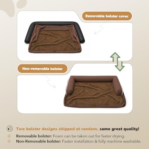 Orthopedic XL Dog Bed with Bolster for Extra Large Size Dogs (42.0"L x 30.0"W x 8.0"Th / Coffee)