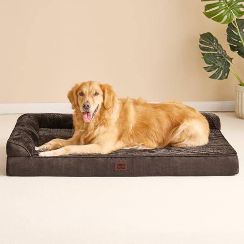 XXL Dog Bed Memory Foam (Brown / 48.0"L x 35.0"W x 7.5"Th)