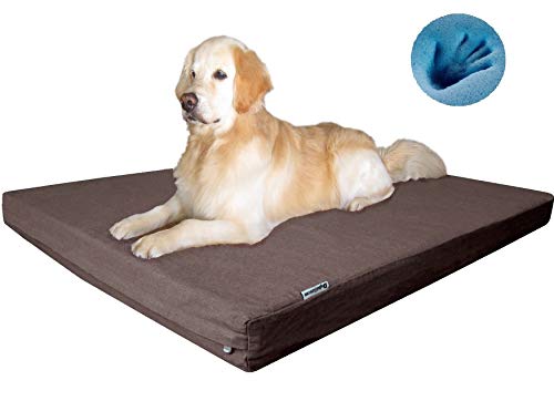Luxury XXL Orthopedic Memory Foam Dog Bed for Extra Large Dogs with Durable Waterproof Internal Case (55.0"L x 37.0"W x 4.0"Th / Chocolate Brown)