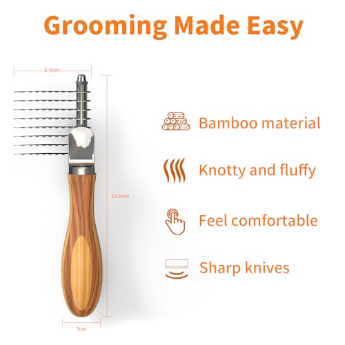Pet Dematting Comb for Dogs & Cats (Wood)