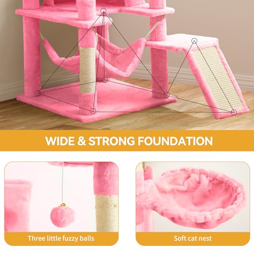 75 Inch Tall Cat Tree Indoor (Pink / 75 inch)
