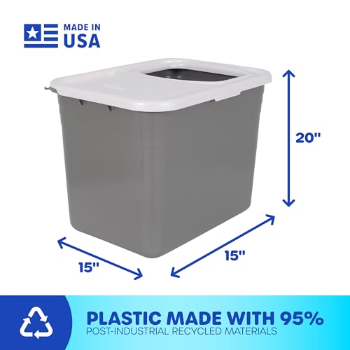 Enclosed Cat Litter Box with Hinged Lid (1 Count (Pack of 1) / Gray)