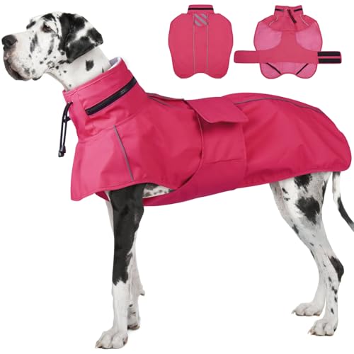 Reflective Waterproof Dogs Rain Coats with Hood (NeonPink / XXXXL)