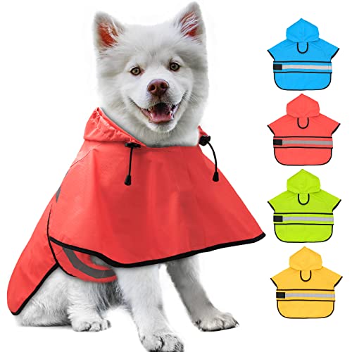 Dog Raincoat Hooded Poncho (Bright Red / Small)