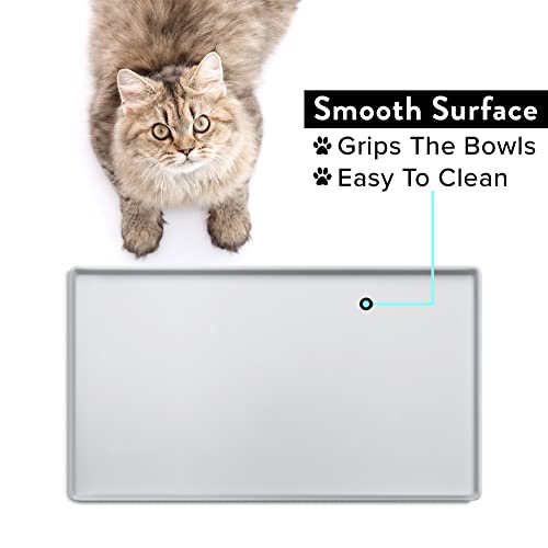 Premium Cat Food Mat (S: 19" x 11" / Silver)