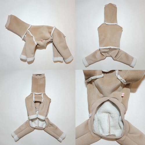 D Doggy Star Italian Greyhound Cold Weather Coat Warm Fleece Corduroy Sweater Turtleneck Onesie Clothes Whippet for Dog (S / Corduroy Beige)
