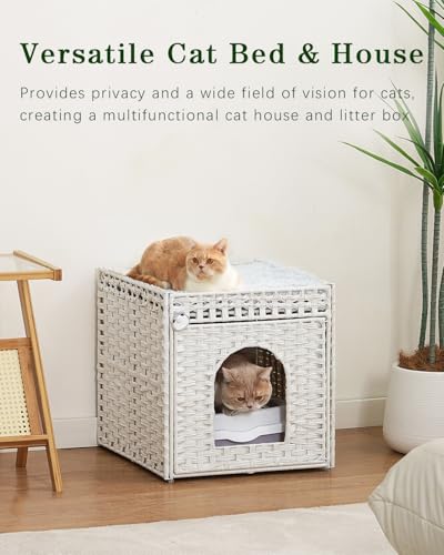 Cat Houses for Indoor Cats Extra Large Double Cat Cave (White / Rectangle-XL)