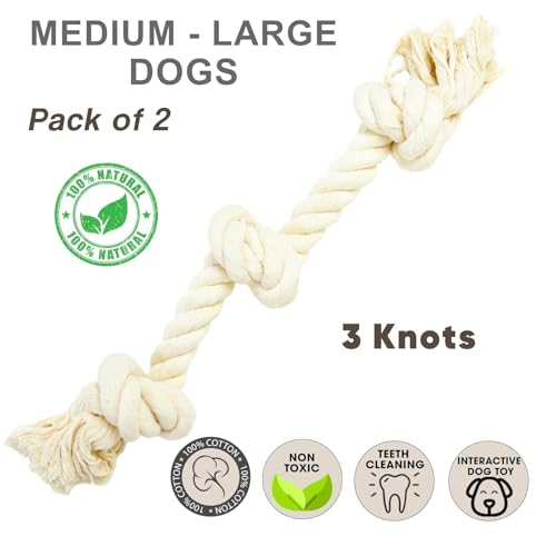 Dog Rope Toys for Large (3 knots (Pack of 2))