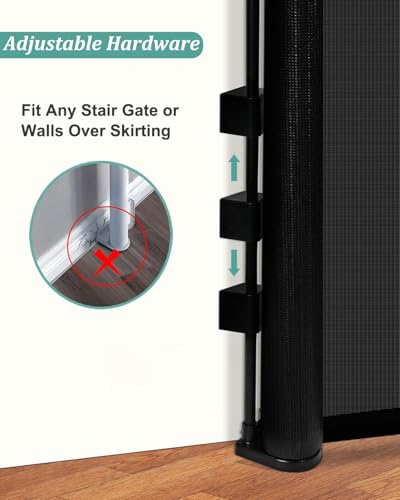 50 inch Reinforced Retractable Baby Gates 34 inch Tall (Black / 34" Tall x 50" Wide)